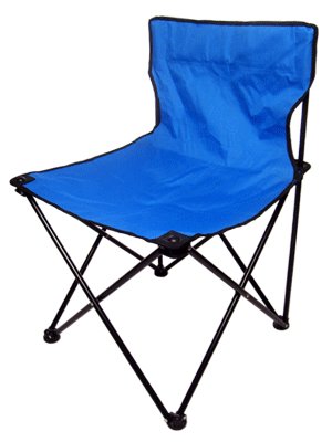 A folding camping chair.