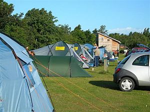 English: Camping at Findhorn Tents at Findhorn...
