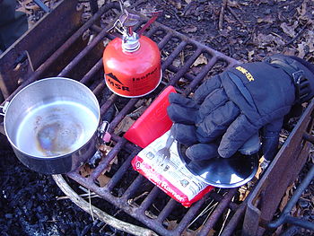 A typical back-country camp kitchen setup.