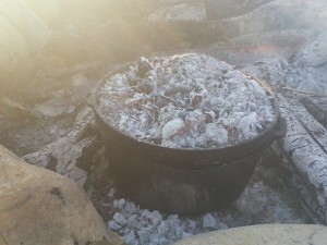 Dutch oven with coals on top